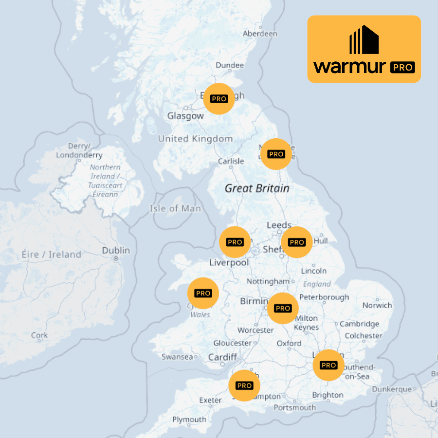 Warmur Pro map of the UK